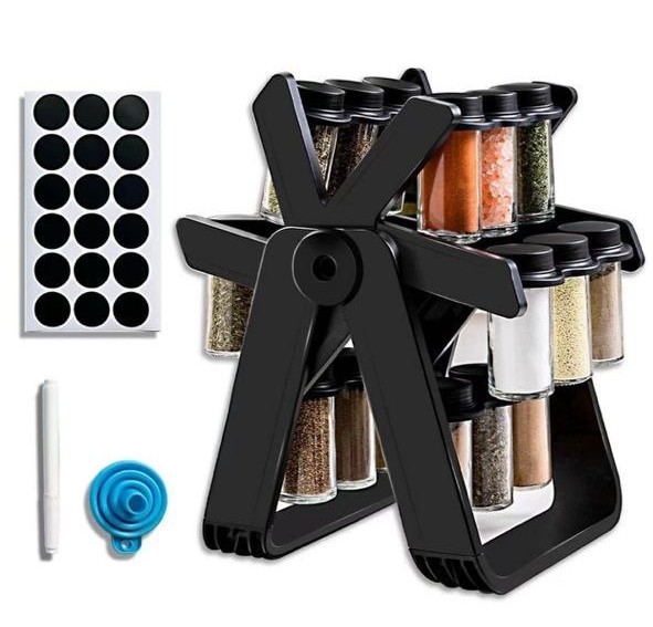 18Jar Rotating Spice Rack  Modern Kitchen Organizer
