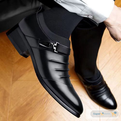 ALagzi 2025 Mens Fashion British Business Leather Shoes - Black
