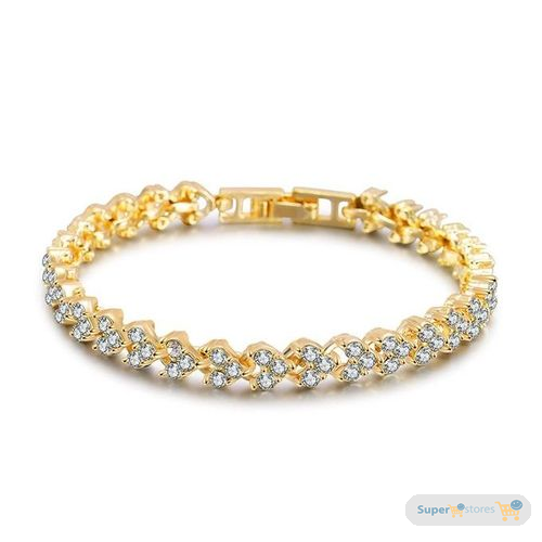 2 In 1 Women Rhinestone Wrist Watch With Bracelet-Gold