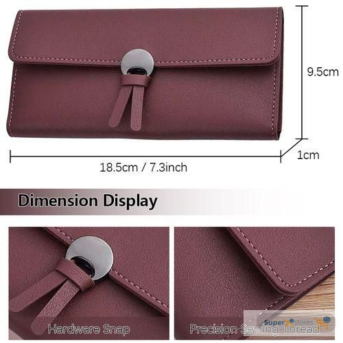 STY Women Long Wallet Ladies Coin Purse Tri-fold Wallet Card Case Wallet - Red