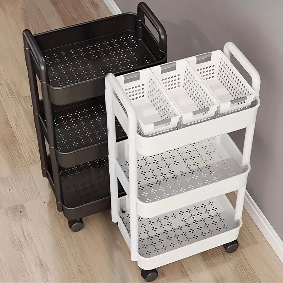 3Tier Rolling Storage Cart  Black  White Options