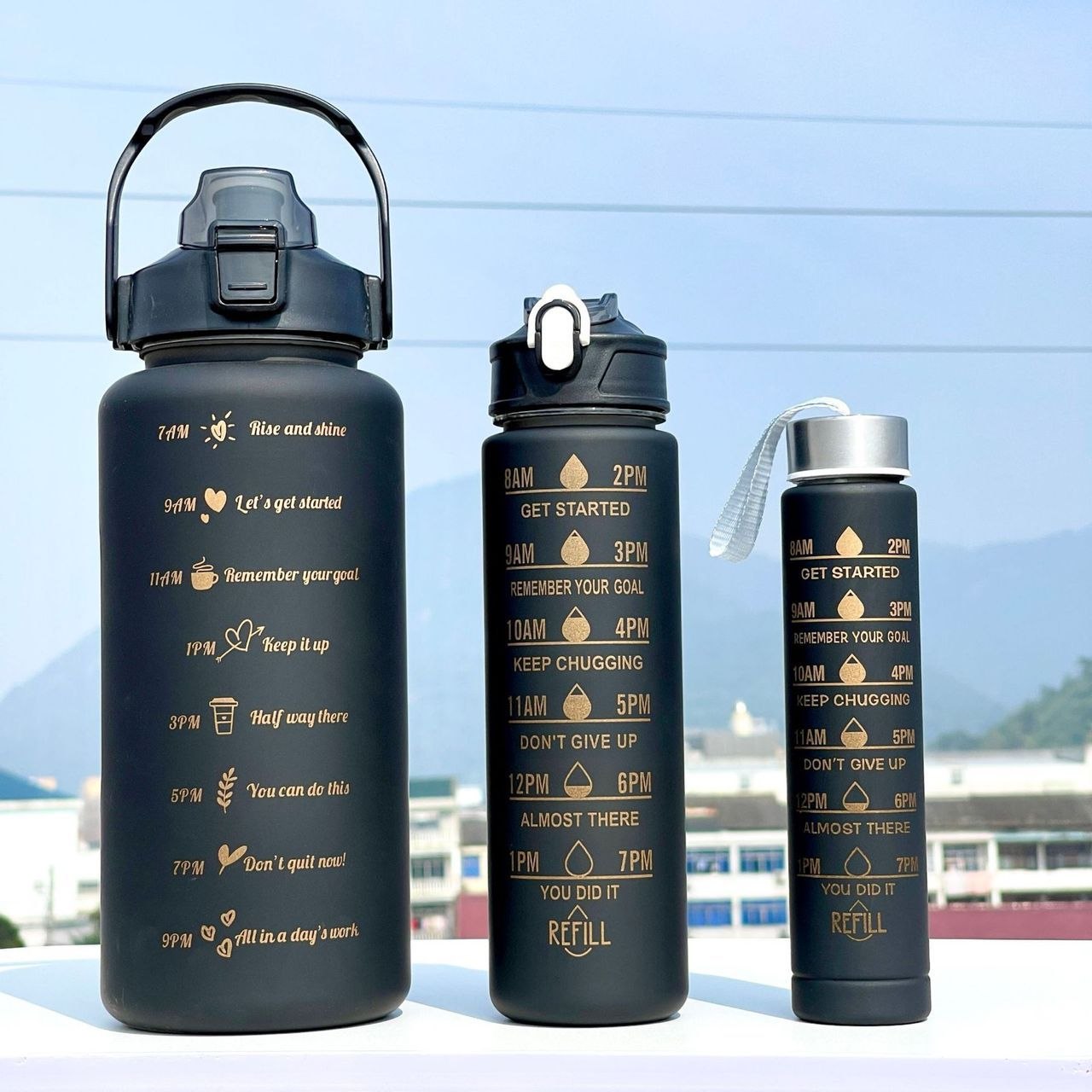 3in1 Big Water Bottle  Hydration with Motivation