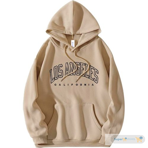 Danami Los Angeles California Printed Hoodie- Nude